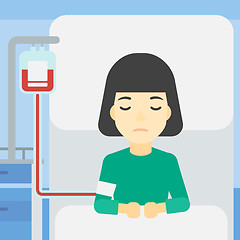 Image showing Patient lying in hospital bed vector illustration.