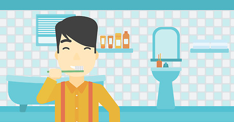 Image showing Man brushing teeth vector illustration.