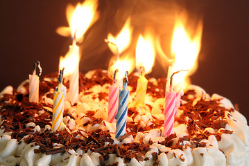 Image showing Photo of a Birthday Cakein in dark light