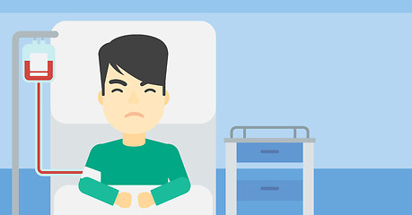 Image showing Patient lying in hospital bed vector illustration.