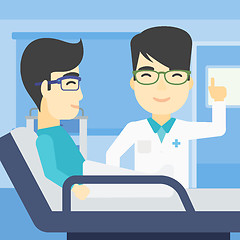 Image showing Doctor visiting patient vector illustration.