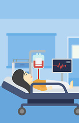 Image showing Woman lying in hospital bed vector illustration.