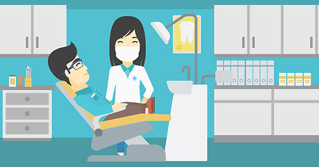 Image showing Patient and doctor at dentist office.