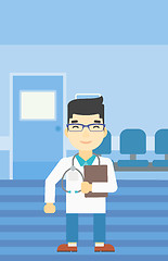 Image showing Doctor with file vector illustration.