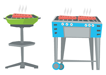 Image showing Kettle barbecue grill and barbecue gas grill.