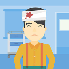 Image showing Man with injured head vector illustration.