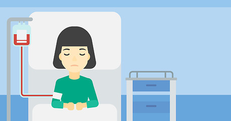 Image showing Patient lying in hospital bed vector illustration.