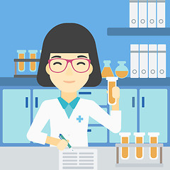 Image showing Laboratory assistant working vector illustration.