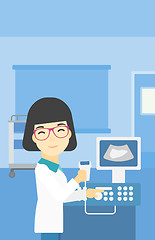 Image showing Female ultrasound doctor vector illustration.