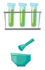 Image showing Laboratory glassware with mortar and pestle.