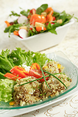 Image showing Healthy food - rice and vegetable salads