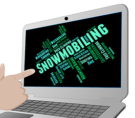 Image showing Snowmobiling Word Represents Winter Sports And Snowcross