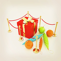 Image showing Beautiful Christmas gifts. 3D illustration. Vintage style.