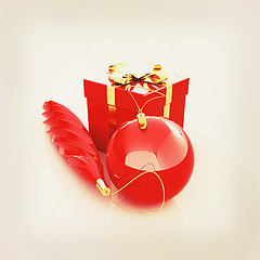 Image showing Beautiful Christmas gifts. 3D illustration. Vintage style.