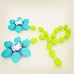 Image showing Eggs in the shape of a flower with Earth. Global holiday concept