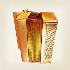 Image showing Musical gold icon instruments - bayan. 3D illustration. Vintage 