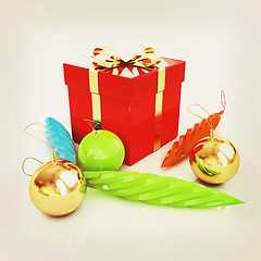Image showing Beautiful Christmas gifts. 3D illustration. Vintage style.
