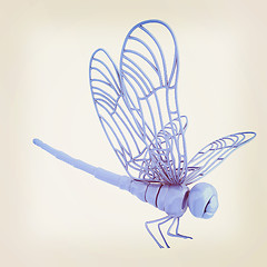 Image showing Dragonfly. 3D illustration. Vintage style.