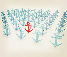 Image showing leadership concept with anchors. 3D illustration. Vintage style.