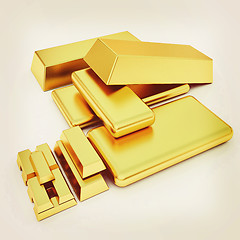 Image showing gold bars. 3D illustration. Vintage style.