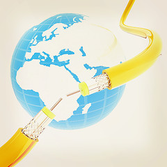 Image showing Cables for high tech connect and Earth. 3D illustration. Vintage