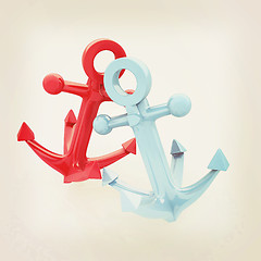 Image showing anchors. 3D illustration. Vintage style.