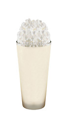 Image showing Glass of vanilla milkshake with whipped cream