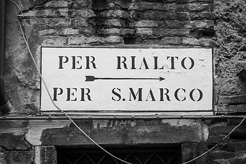 Image showing Venice street sign