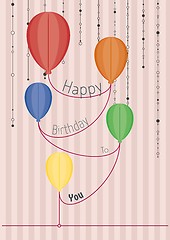 Image showing birthday card with abstract folded paper balloons