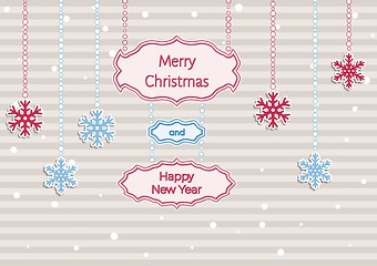 Image showing christmas illustration with stripes and snowflakes