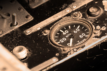 Image showing Different meters and displays in an old plane