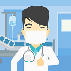 Image showing Doctor giving thumb up vector illustration.