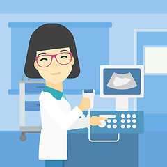 Image showing Female ultrasound doctor vector illustration.