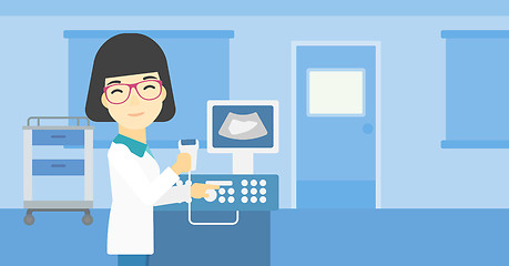 Image showing Female ultrasound doctor vector illustration.