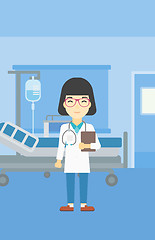 Image showing Doctor with file vector illustration.