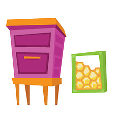 Image showing Beehive and honeycomb vector illustration.