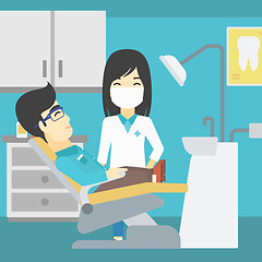 Image showing Patient and doctor at dentist office.