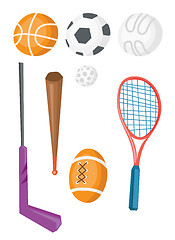 Image showing Variety of sports equipment vector illustration.