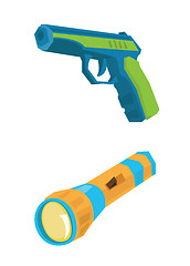Image showing Pistol and flashlight vector illustration.