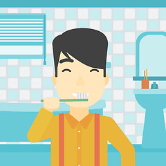 Image showing Man brushing teeth vector illustration.