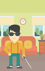 Image showing Blind man with stick vector illustration.