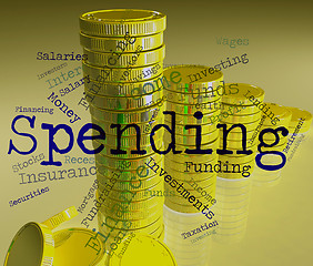 Image showing Spending Word Shows Shopping Words And Bought