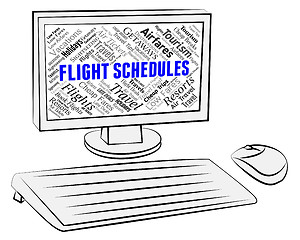 Image showing Flight Schedules Represents Aircraft Booking And Computers