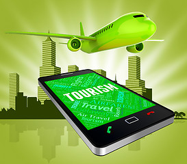 Image showing Tourism Online Indicates Holiday Searching And Aircraft