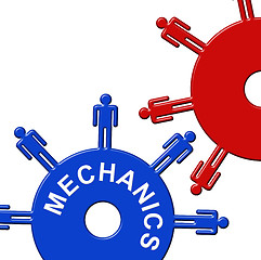 Image showing Mechanics Cogs Means Teamwork Collaboration And Cogwheel