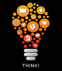 Image showing Think Lightbulb Represents Power Source And Bright