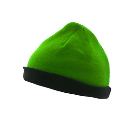 Image showing green woolen winter hat