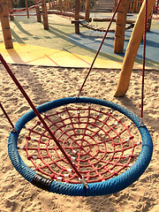 Image showing Set of net crawl constructions on kids playground