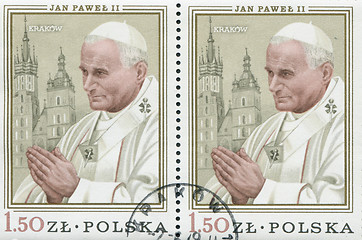 Image showing POLAND, circa 1982: postage stamp printed in Poland showing an image of John Paul II, circa 1982