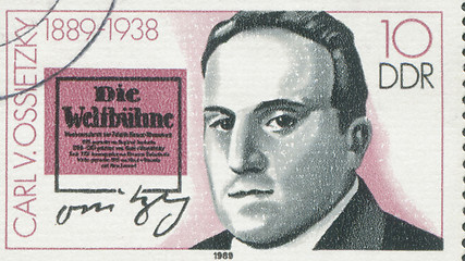 Image showing GERMANY - CIRCA 1989: a stamp printed in the Germany shows Carlvon Ossietzky, circa 1989